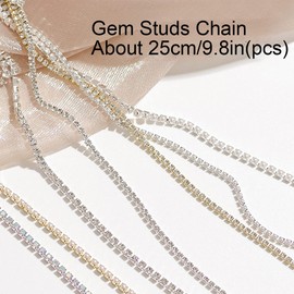 Nail Art Chains,6 Strips Gold Silver Rhinestone Pearl Metal Chains Nail Art Charms,Punk Nail Decorations Nail Art Studs for Women Girls Manicure Design DIY Crafts