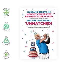 CENTRAL 23 Funny Trump Golf Birthday Card for Husband - Nobody Celebrates Like You Do - Patriotic and Humorous Card for Golf Enthusiasts, Spouse, Babe, Other Half, Hon, Him, Men - Blank Inside
