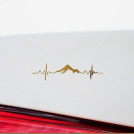 Decal Stickers of Mountain Pulse (Metallic Gold) (Set of 2) Luxury Weatherproof Vinyl Decal Stickers for Laptop Desktop Smartphone Car Dirt Bike Wall Room Mason Jar Bathtub Door - ANDstic742896GO