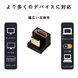 Mini HDMI Converter Adapter, 180 Degree Angle, Upward Angle, Mini HDMI Extension Adapter, U Shape 8K Convenient to Carry for Cameras, Projectors, Laptops, 1 Black (Upward)