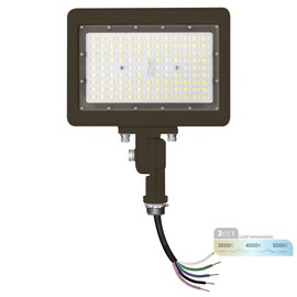 NUWATT NUWATT 90W LED Flood Light, 3CCT 3000K/4000K/5000K Selectable, IP65 Waterproof Lighting, Adjustable Knuckle Mount, 12600LM, 0-10V Dimmable, 120-277V, Outdoor Security Floodlight for Yard, Bronze, UL