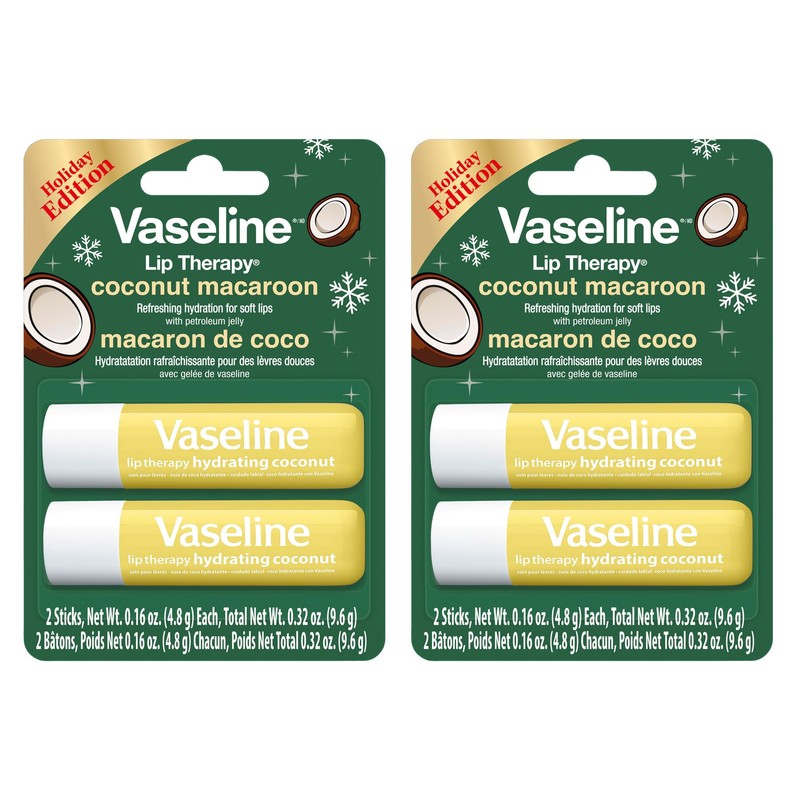 Vaseline Lip Therapy Holiday Edition Coconut Macaroon, Refreshing Hydration with