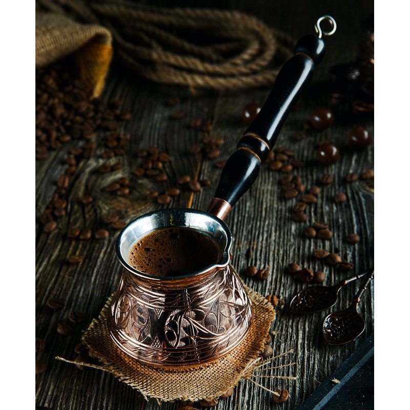 DEMMEX Thickest Copper Turkish Greek Arabic Coffee Pot, Stovetop Coffee