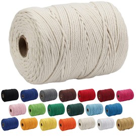 Natural Macrame Cord 3mm x 109yards Colored Macrame Cord 2mm/3mm/4mm/5mm/6mm Macrame Cotton Cord, Twisted Macrame Yarn, Soft Craft Cord Macrame Rope Macrame Supplies (Olive Green, 4mm*109Yards)