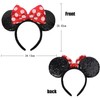 UNKJIN Mouse Ears Headband, Red Polka Dot Ears Headband, Sequin