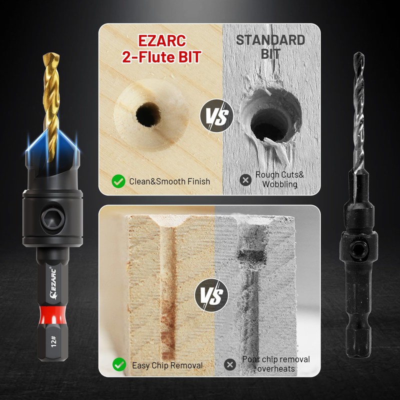 EZARC Countersink Drill Bit Set, 12 PCS Counter Sink Drill