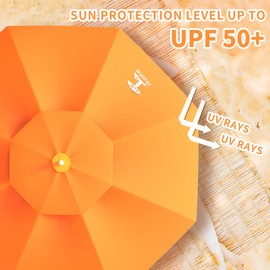 AosKe 7ft Beach Umbrella, Portable Wind Beach Umbrellas for Sand with Anchor and Carrying Bag, UPF50+ UV Protection Outdoor Sunshade Umbrella,Tilt Sun Shelter for Beach Patio Backyard (Tangerine)