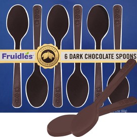 Fruidles Dark Chocolate Spoons, Candy Hot Chocolate Stirring, Gourmet Cocoa Edible Spoon Stirrers, Non-GMO, 2.12 Oz (6 per Box) (Single-Pack)