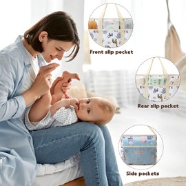 JANSBEN Baby Diaper Caddy Organizer - Large Tote Bag for Newborn Essentials Boy or Girl, Gift for Baby Shower, Car Organizer, Nursery Organizer, Portable Storage Basket with Handle for Changing Table