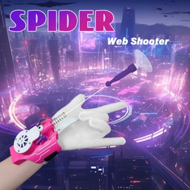 Spider Web Shooters Real,Spider Silk Launcher Wrist Toy for Kids, Web Slinger That Actually Shoots, Cool Gadgets String Gloves Shooters Toy Cool Toy Things for Superhero Fans (Pink)
