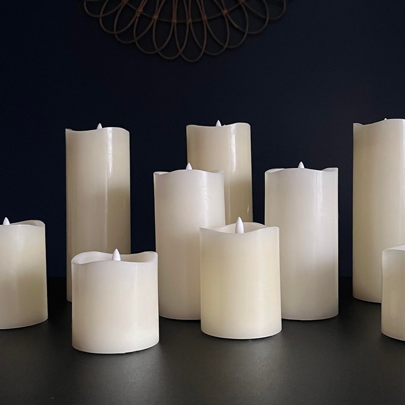 Stonebriar 6 Count Ivory Real Wax 3x3 Flameless LED Pillar