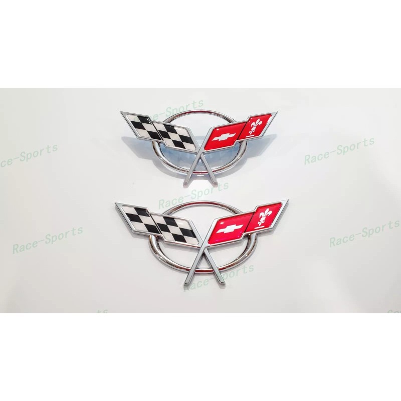 AUTO 2PCS Chrome Front Bumper Rear Deck Lid Cross Flags