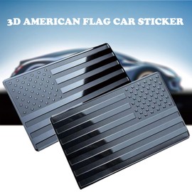 SIPYTOPF 3D American Flag Metal Car Sticker,5" x 3" American Flag Military Patriotic Emblem Decal for Cars,Trucks,SUV,Laptop,Window,Motorcycle (Black)