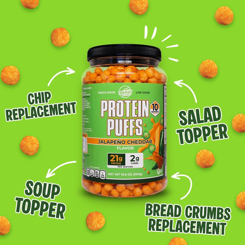 Twin Peaks Protein Puffs - (Jalapeno Cheddar), Keto Friendly, Low