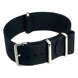 time+ 22mm Military G10 Style Premium Ballistic Nylon Watch Band Strap Black Brushed