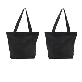 Augbunny Heavy Duty 100% Cotton Canvas Zipper Beach Shoulder Grocery Tote Bag With Outer Pocket 2-pack