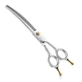 JASON 7" Dog Grooming Shears - Professional Down-curved Chunker Shears with 60%-65% Thinning Rate, Japanese 440C Stainless Steel Dog Grooming Chunkers with Adjustable Screw (28 Teeth, Silver)