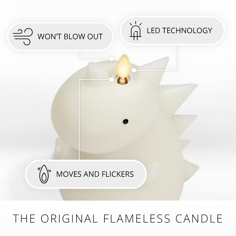 Luminara Flameless Dinosaur Figural Color Changing LED Candle, 5.7" x
