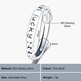 VIKILEE Women's Rings S925 Sterling Silver Rings with Letters Rope Shape Rings for Girlfriend Anniversary Valentine's Day Cute Animal, Silver