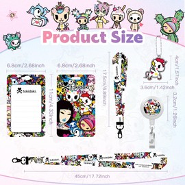 Tokidoki Unicorno Lanyards for Id Badges, Cute Holder with Retractable Reel Clip, Funny Unicorno Work Name Tags Keychain Lanyard ID Card Protector Teacher Nurse Doctor Office (Color)
