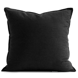 Jeanerlor Solid Cotton Linen Decoration 18"x18" Throw Pillow Cushion Case Special Pillow Cover Delicate Decorative Pillowcase for Couch/Bed/Chair,(45 x 45cm), Black