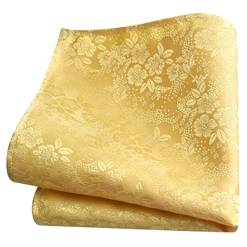 Gusleson Mens Gold Tie for Wedding Silk Yellow Floral Necktie