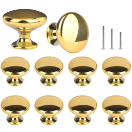 OctinPris Gold Cabinet Knobs, Polished Chrome Gold Drawer Knob Round Gold Dresser Knob Pull Handles 30mm for Kitchen Cupboard Furniture Closet Door Bathroom (10pack)