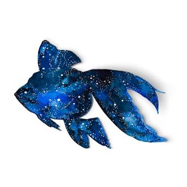 Squiddy Golfish - Artistic Blue Sealife Ocean Beach Theme - Vinyl Sticker Decal for Phone, Laptop, Water Bottle (3" Wide)