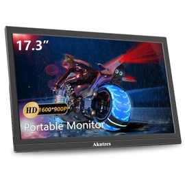 Akntzcs Portable Monitor 17.3 Inch 1600x900P External Monitor with HDMI USB C Dual Speakers Secondary Screen for PC Mac Phone Ras Pi Switch