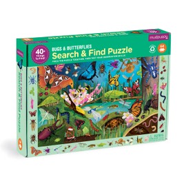 Bugs & Butterflies 64 Piece Search & Find Puzzle from Mudpuppy, Colorful Illustrations, Complete Puzzle to Find 40+ Hidden Images; Fun and Challenging for Kids Ages 4-7