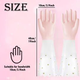JYJLLM gloves large and medium, durable rubber washing up gloves for kitchen cleaning, cotton lined hand gloves for dishwashing and chores. (Pink)