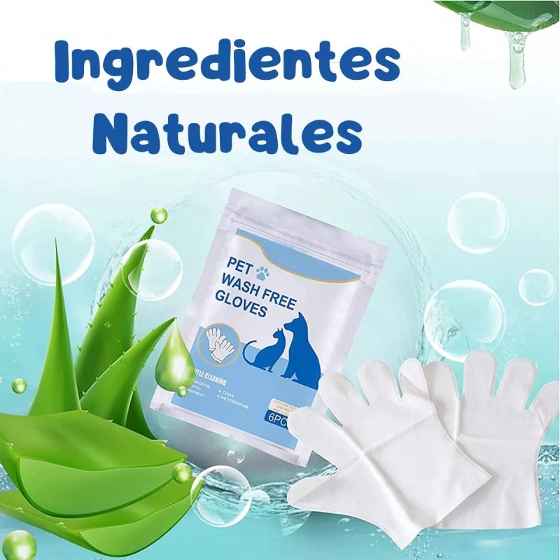 Veraly 6pz Guantes Desechable Mascota Limpieza Sin Enjuague Baño