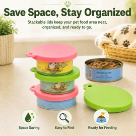 Lydia’s Deal Pet Food Can Covers 2-Pack, Universal Size – One Lid Fits 3 Pet Food Can Sizes (3oz/5.5oz/12oz), Airtight Silicone Lids, BPA-Free & Dishwasher-Safe for Dog & Cat Food Cans (Pink+Green)