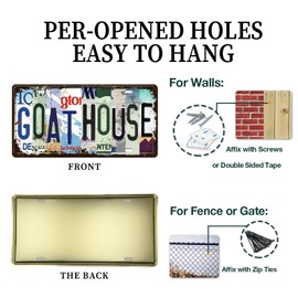Goat House Sign Metal Tin Sign - Funny Wall Decor for Farmhouse Home Farm Fence, 12 x 6 Inch License Plate Wall Art