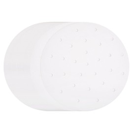 QUARKZMAN Pack of 200 Air Fryer Liners 8.7 Inch Round Bamboo Damper Liner with Holes Non-Stick Perforated Parchment Paper Disposable Steamer Paper for Air Fryers Steam Basket, White