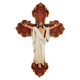 Christian Brands Crucifixes - San Giovanni Collection Resin Wall Cross for Home or Chapel, 10.25" H, Risen Christ