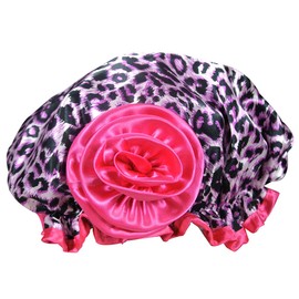 AllyDrew Stylish Satin Shower Cap - Pink Leopard