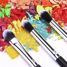 MSQ Eye Makeup Brushes Eyeshadow Makeup Brushes Set with Soft Synthetic Hairs & Real Wood Handle for Eyeshadow, Eyebrow, Eyeliner, Blending (Black, 8PCS)