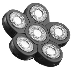 VRMETA - Cabezales de repuesto de acero inoxidable afilados, cuchillas de repuesto flexibles y alternativas para afeitadora eléctrica giratoria (6 cabezales (negro)