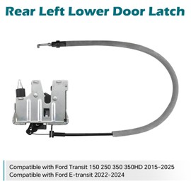 Rear Door Lower Latch Lock with Release Control Cable Assembly Left Driver Side for Ford Transit 150 250 350 350HD 2015-2025, for Ford E-Transit 2022-2024