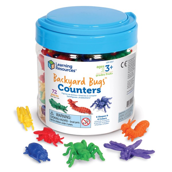 Learning Resources Backyard Bugs Counters - 72 Pieces, Ages 3+ Counting and Sorting Toys for Toddlers, Preschool Learning Toys