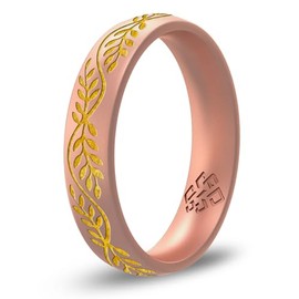 Knot Theory Laurel Silicone Ring - RoseGold with Gold Inlay Size 7 4mm Band Comfort Fit