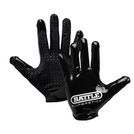 Battle Sports Doom Speed Football Receiver Gloves, SuperStick Palm, PrecisionFit Material, Adult & Youth (Black, X-Large, Adult)