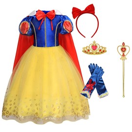 KumSoomliy Princess Toddler Costume Girls Princess Costume Kids Dressing up Dress Child Fancy Party Outfit Birthday Cosplay, Thin, Yellow Tutu 3-4 Years