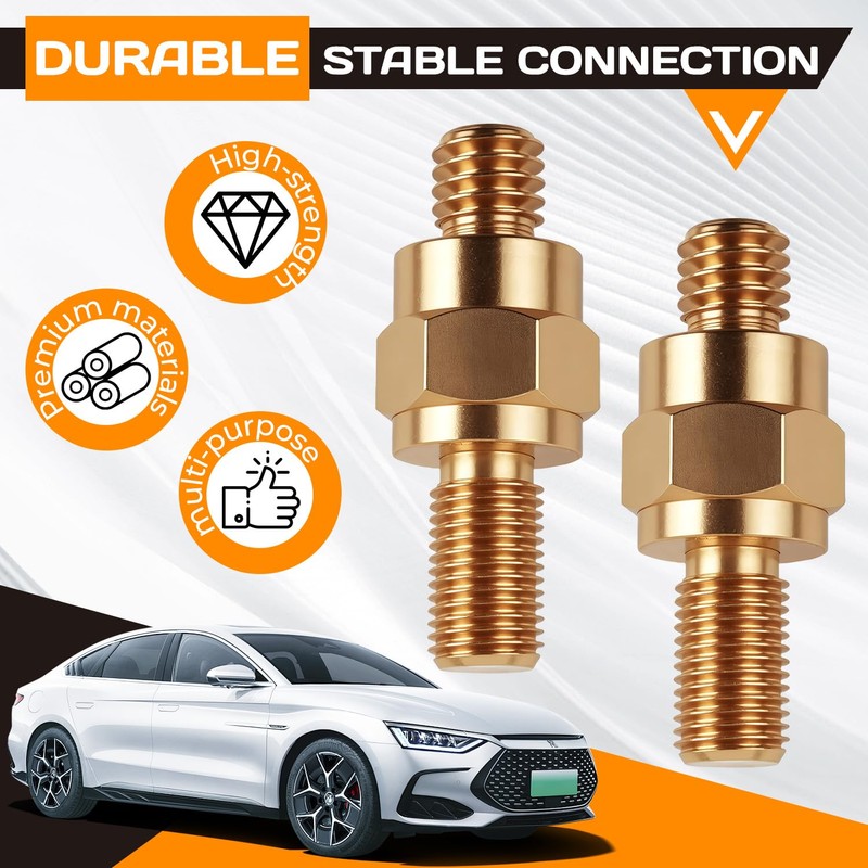Side Post Battery Terminal Bolt 2 Set 3/8"-16&3/8"-24 Brass Standard