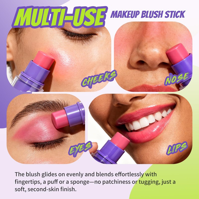 Rose Blush for Cheeks - Face Makeup Stick for Eyes,
