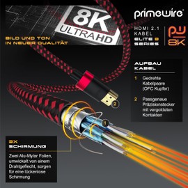 8K HDMI Cable 2.1-4 m - 8K @ 60Hz 4K @ 120Hz DSC - HDTV 7680 x 4320 - UHD II - HDMI 2.1 2.0a 2.0b - 3D - High Speed HDMI Cable Ethernet - Red