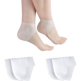 2 Pares Protectores de Talón de Gel, Plantillas Talón Gel de Silicona, Aliviar el dolor en el Talón de Fascitis Plantar, Sanar los Talones Secos y Agrietados, Aplicar mujeres (Blanco)