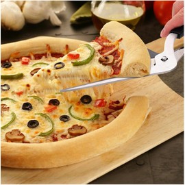 Pizza Scissors, Pizza Cutter, Ultra Sharp Detachable Blade with a Tray, Non-Stick Pizza Scissors with Firm Grip BaseErgonomic Soft TPR Grip, 10.3Inch, Black&Red