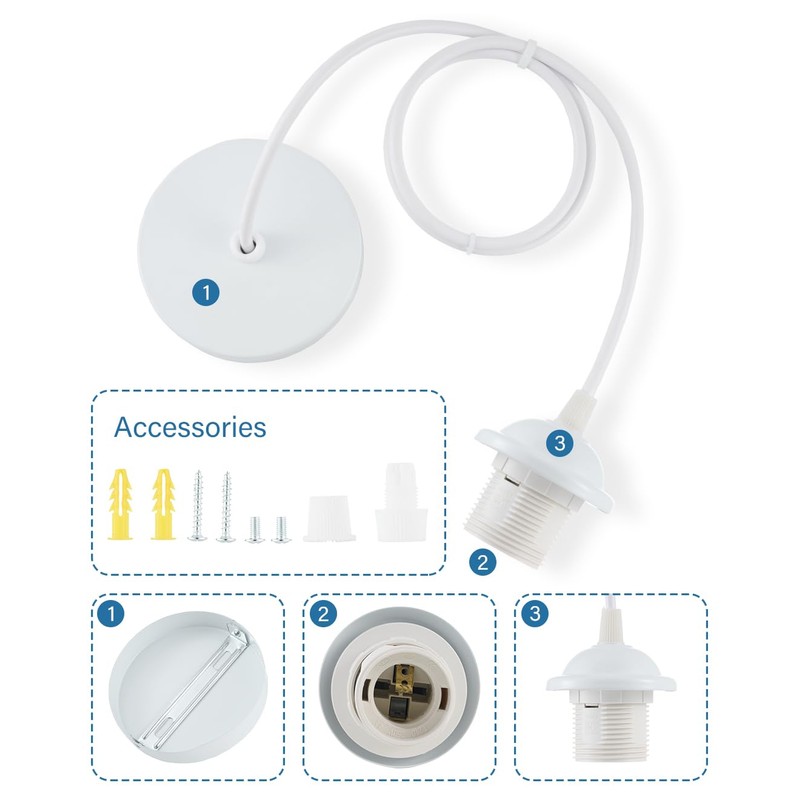 Vecys 1PCS Pendant Light Fitting,Ceiling Fitting Set with 100cm Adjustable